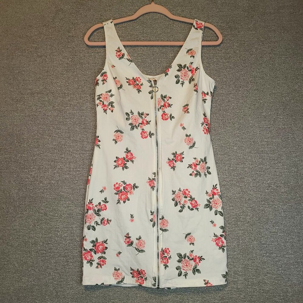No Boundaries Floral Denim Tank Dress Size M 7/9